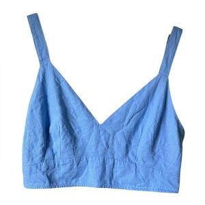 Abercrombie & Fitch Womens Blue Linen Crop Tank Top Large NWT